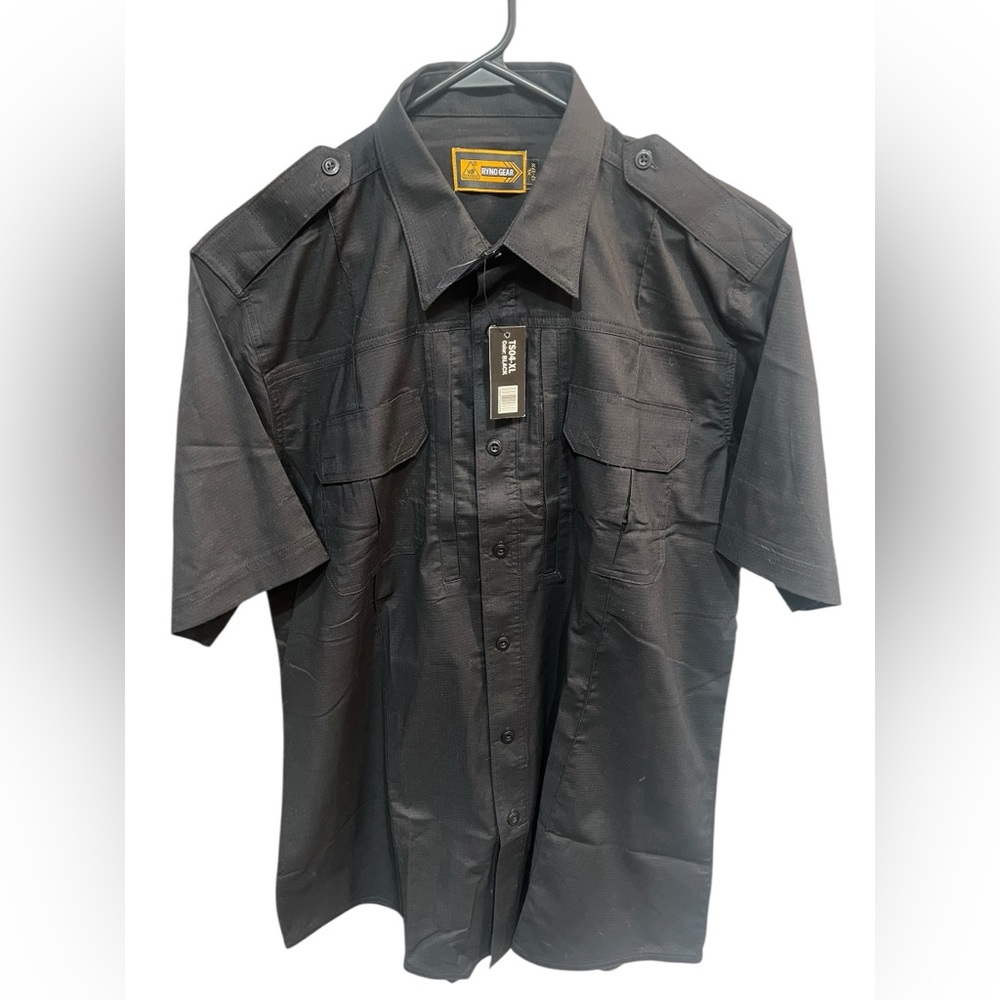 NWT RYNO Gear Men’s Short Sleeve Black Button-Down Shirt - XL